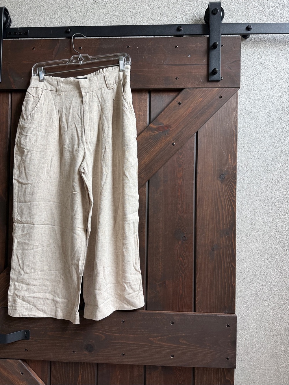 ASOS Cream Wide-Leg Trousers with High Waist